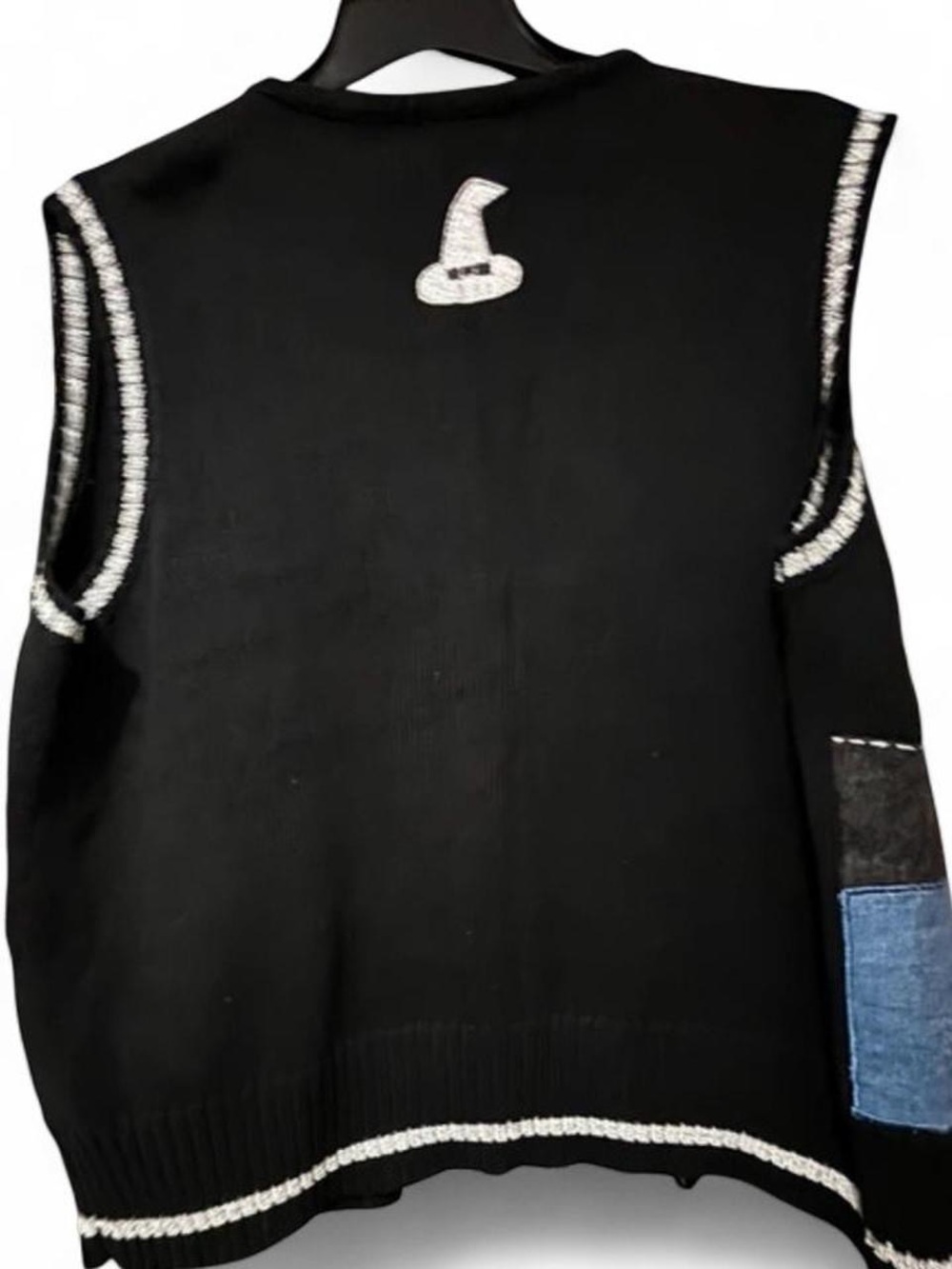 Vintage White Stag Halloween black zip sweater vest black cat pumpkins witch XL - Picture 8 of 8